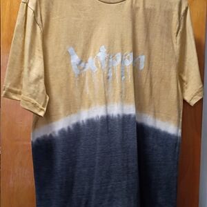Men's Tan and Gray Tie-Dye Shirt